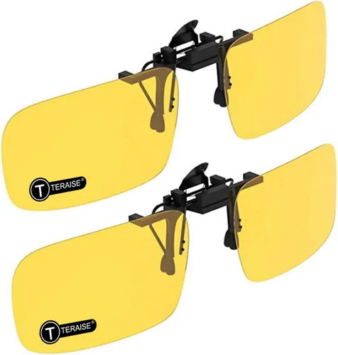 TERAISE Night driving glasses, Clip on Sunglasses Over Prescription Glasses 2 piezas amarillo+amarillo