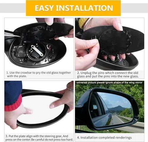 Vista 7 de X AUTOHAUX Espejo retrovisor de coche de repuesto con placa de respaldo calentado lado derecho del pasajero para Jeep Cherokee 2014 2015 2016 2018
