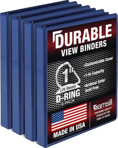 Vista 139 de Samsill Carpeta duradera de 3 anillos de 1 pulgada, fabricada en Estados Unidos, carpeta de anillos en D, cubierta transparente personalizable