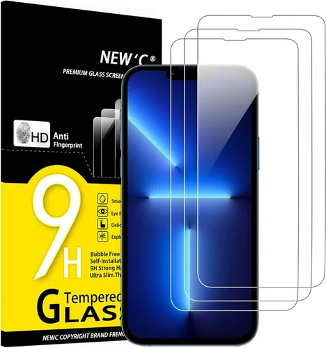 Vista 8 de NEW'C Paquete de 3 protectores de pantalla diseñados para iPhone 14, iPhone 13, iPhone 13 Pro (6.1 pulgadas), protección de vidrio templado