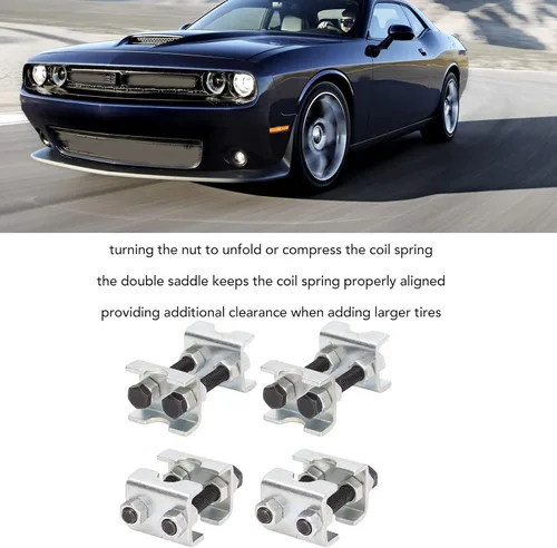 Vista 2 de Tbest Espaciadores ajustables de resorte de 2 vías para golpes, 4 compresores de resorte helicoidal, espaciador de resorte ajustable de 2 vías