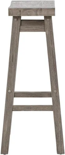 Vista 6 de Boraam Sonoma Taburetes de bar de cocina sin respaldo tipo silla de montar - Gris tormenta con acabado cepillado - Juego de 2