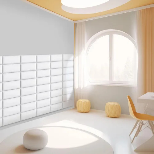 Vista 20 de Paneles tapizados para cabecero, 12 paneles de 7.8 x 15.7 pulgadas, paneles acolchados de pared para niños, cabecero de cama 3D anticolisión montado