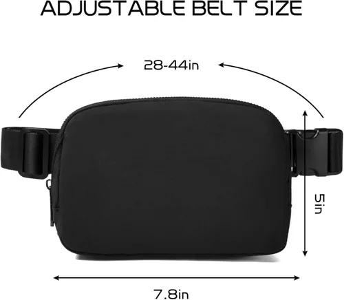 Vista 2 de Riñonera unisex con correa ajustable, bolsa de cintura pequeña, Negro -, Fifteen Riñonera