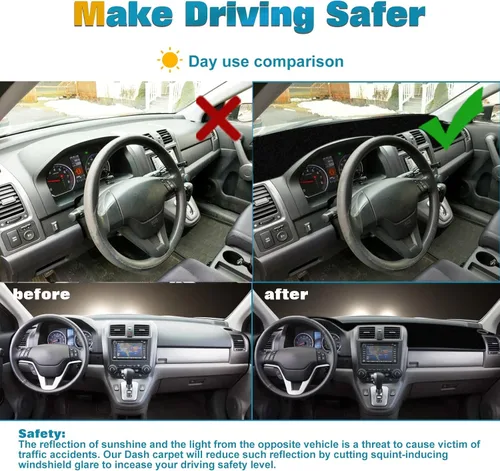 Vista 6 de x xotic tech Alfombrilla para Consola Central del Tablero Precortada Antideslizante Parasol Protector Solar Antirreflejos Alfombra Almohadilla