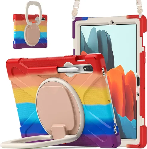 Vista 42 de Funda de rotación 360 para Samsung Galaxy Tab S6 Lite de 10.4 pulgadas, resistente, soporte de anillo giratorio, correa de transporte, correa