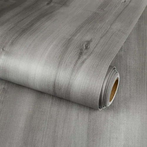 Vista 10 de Azulejos de suelo de despegar y pegar: rollo de 11.8x137.8 pulgadas con textura de grano de madera, pisos de vinilo autoadhesivos e impermeables sin