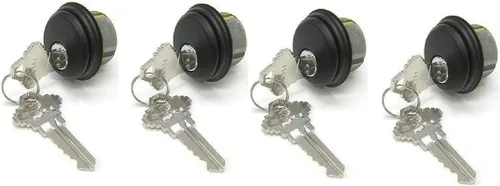 Vista 6 de Cerraduras de cilindro, cerradura de puerta comercial, estilo Adams Rite, resistente, 2 llaves (doble cilindro, aluminio plateado, paquete de 4)