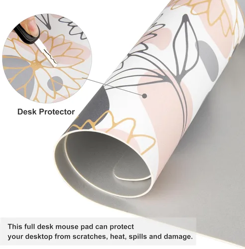 Vista 4 de QiyI - Alfombrilla grande para mouse, tapete extendido para escritorio, de piel sintética impermeable para juegos, protector de escritorio