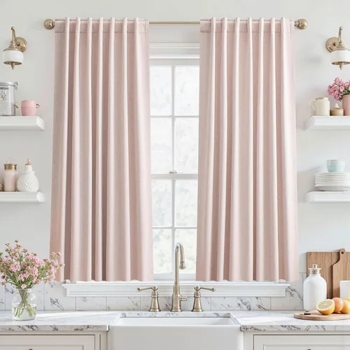 Vista 81 de UHITECH Cortinas opacas cortas de 24 pulgadas de largo para sala de estar, juego de 2 paneles con pestaña trasera, bolsillo para barra, cortinas