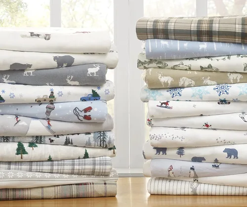 Vista 14 de Eddie Bauer - Sábanas de tamaño Queen, juego de cama de franela de algodón, cepillado para mayor suavidad, acogedora decoración para el hogar