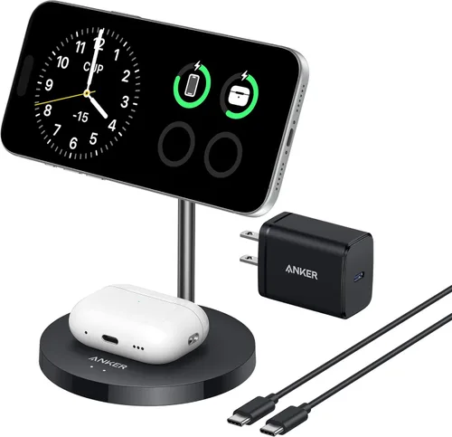 Vista 7 de Anker Soporte de Cargador MagGo Compatible con MagSafe, Cargador Inalámbrico para iPhone 17, Estación de Carga 2 en 1, Certificado Qi2 Carga Rápida