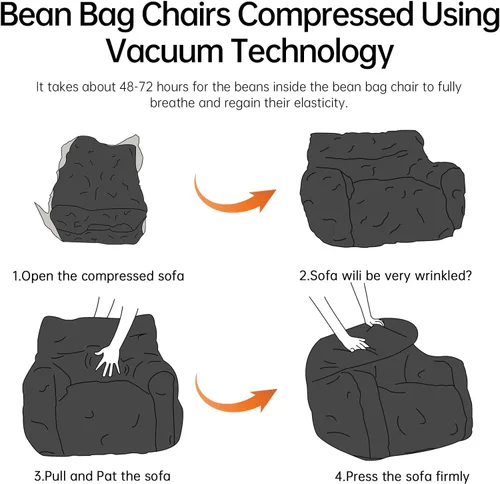 Vista 5 de Puf con relleno, sofá puff con relleno suave acolchado, sofá esponjoso y perezoso, cómodas y acogedoras sillas de puf con espuma viscoelástica