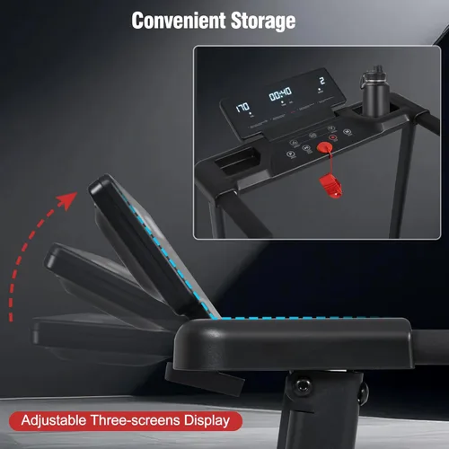 Vista 7 de Merax Cinta de correr con 8% de inclinación, cintas de correr plegables de 3.0 HP para el hogar, almohadilla para caminar de 10 MPH con barra