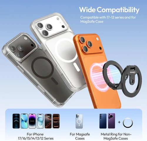 Vista 4 de ULANZI MA02 Soporte de Agarre de Anillo Magnético Doble para Teléfono, Aluminio para MagSafe Gym Kickstand Compatible con iPhone 17-12 Series