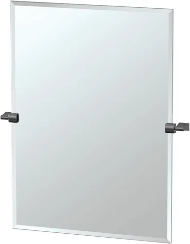 Vista 8 de Gatco 4719MXSM Bleu Espejo rectangular sin marco, 24 H, negro mate/montado en la pared, espejo rectangular biselado inclinable para baño