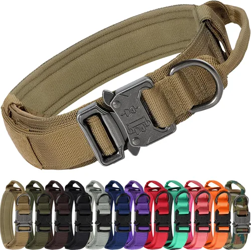 Vista 11 de Joytale Collar táctico para perro con asa, collar militar ajustable y resistente con 2 parches para entrenamiento, adecuado para perros medianos