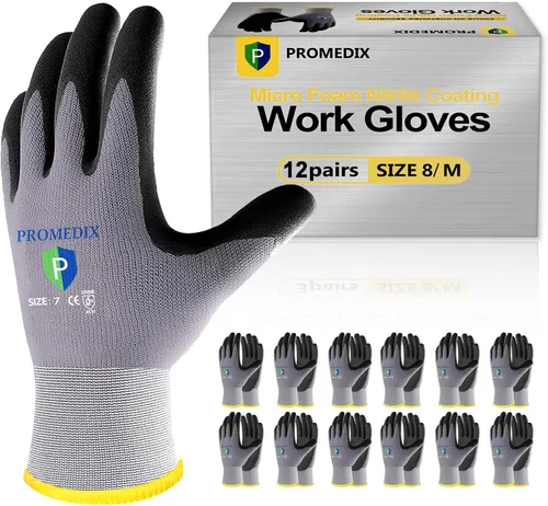 Vista 17 de PROMEDIX P Nitrile Coated Work Gloves,MicroFoam Safety Work Gloves Men,Seamless Knit Nylon&spandex Gloves with Grip