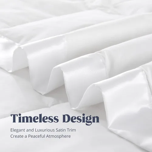 Vista 4 de Manta blanca liviana de plumón con tejido de satén Puredown, Algodón, Blanco, Full/ Queen