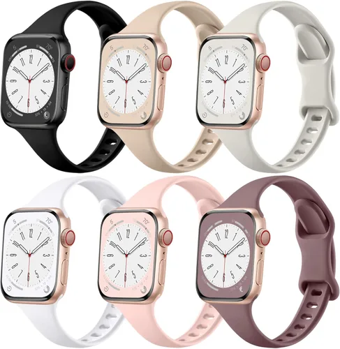 Vista 19 de Lerobo Paquete de 6 correas deportivas de silicona compatibles con Apple Watch Series 7, 8, SE, 6, 5, 4, 3, 2, 1