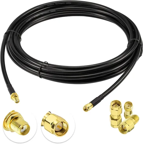 Vista 4 de Superbat RF coaxial SMA macho a SMA hembra Bulkhead RG174 Cable de 3 pies + 3 piezas RF coaxial SMA adaptador kit para equipo SDR antena jamón