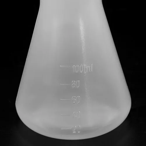 Vista 5 de PATIKIL Frasco Erlenmeyer de plástico de 3.5 fl oz, 1 paquete de frasco cónico de boca ancha para laboratorio, transparente
