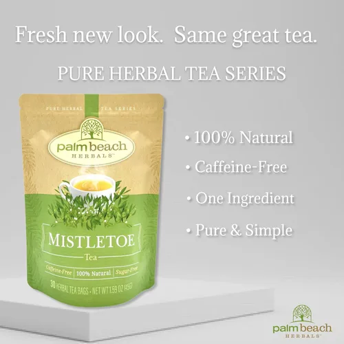 Vista 3 de Té de muérdago – Serie de té de hierbas puras de Palm Beach Herbals (30 unidades) [El embalaje puede variar]