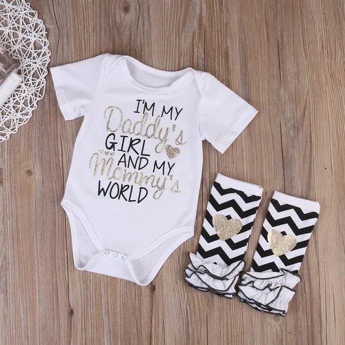 Vista 2 de Conjunto de 3 estilos para bebé recién nacido, con estampado de letra y texto "I'm Daddy" Girl