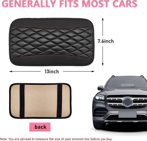 Vista 2 de Ohleats - Almohadilla de consola central para automóvil, funda protectora impermeable de cuero PU para reposabrazos de auto, cómoda alfombrilla