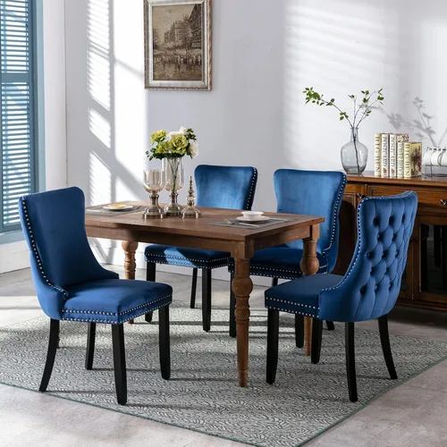 Vista 107 de ODUSE-DAILY - Juego de 2 sillas de cocina y comedor de terciopelo beige, con capitoné, tapizadas en terciopelo, estructura de madera maciza