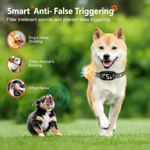 Vista 5 de Collar antiladridos recargable para perros grandes con 5 sensibilidades ajustables, collar antiladridos inteligente con pitido de vibración