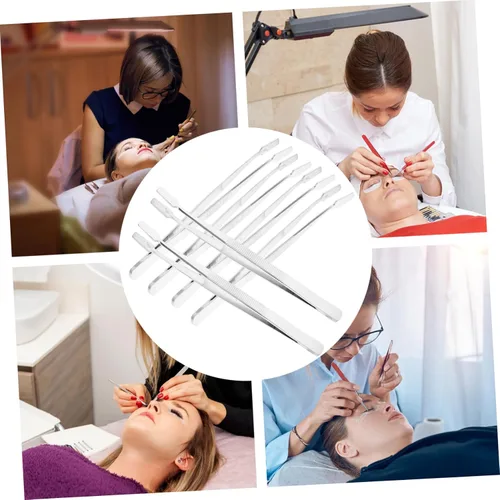 Vista 6 de Juego de pinzas de precisión de punta ancha plana de 4.33 pulgadas, 6 piezas, herramientas de laboratorio para manualidades y uso industrial