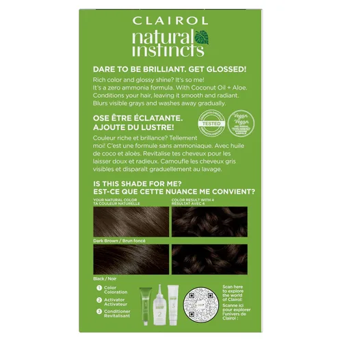 Vista 3 de Clairol Natural Instincts - Tinte semipermanente para el cabello, color negro 2, paquete de 1 unidad 2 negro