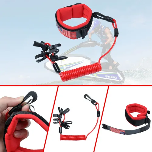 Vista 2 de Correa de muñeca universal para interruptor de barco, cuerda de moto acuática fuera de borda, para Mercury, Yamaha, Honda, Tohatsu, Johnson