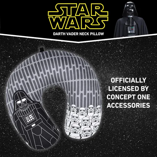Vista 4 de FUL Star Wars Darth Vader and Storm Trooper - Almohada de viaje para el cuello para avión, coche y oficina, cómoda y transpirable, color gris