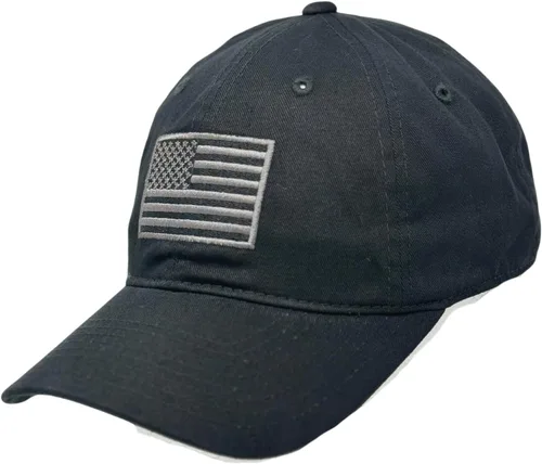 Vista 2 de Gorra de béisbol de algodón con bandera estadounidense bordada, talla única , Negro