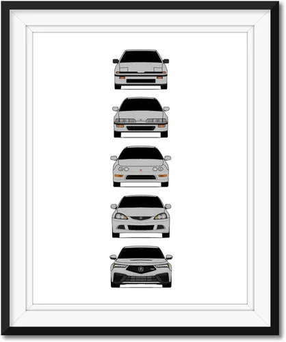 Vista 17 de Custom Car Posters Handmade Poster compatible with Acura Integra Evolution Generations and Print of Acura Integra - Multi, 8x10 Metallic Print