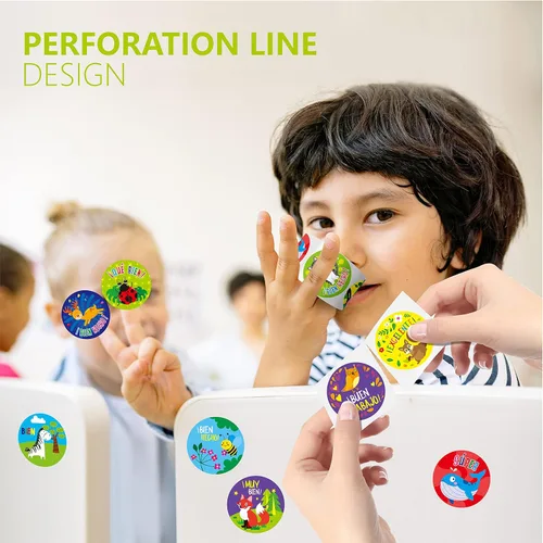 Vista 3 de 1800 calcomanías motivacionales de estímulo de recompensa para maestros en 36 diseños de animales para profesores, uso en el aula