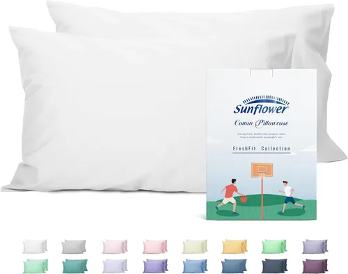 Vista 10 de Sunflower Juego de 2 fundas de almohada tamaño Queen, 100% algodón, 2 fundas de almohada Queen de 20 x 30 pulgadas, color ceniza, suaves