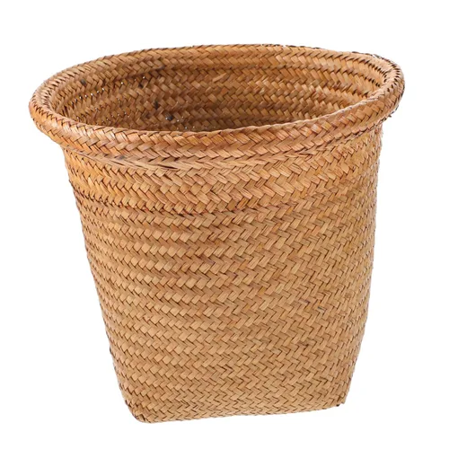 Vista 7 de NUOBESTY Bote de basura de mimbre, cesta de basura de ratán, macetas de jacinto, cesta de almacenamiento tejida para oficina en casa