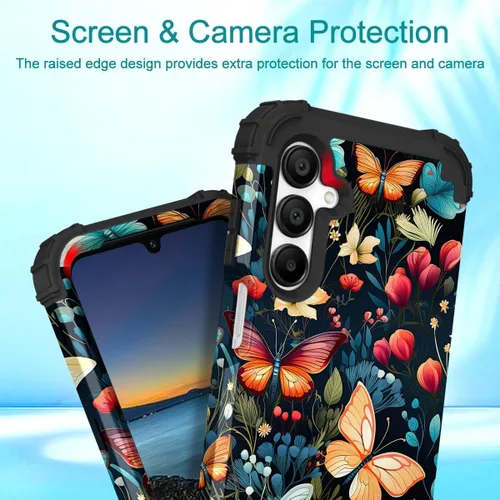 Vista 205 de Hocase Funda para Galaxy A13 5G, resistente a prueba de golpes, protección de goma de silicona suave, funda protectora híbrida de plástico duro