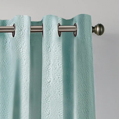 Vista 2 de DKNY Panel de cortina individual con ojales y forro floral de crisantemo, 63 pulgadas, aguamarina