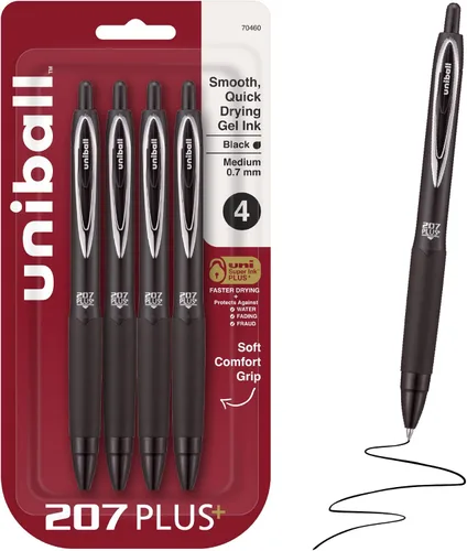 Vista 16 de Uniball™ 207 Plus+ Bolígrafos de gel retráctiles, punta media (0.03 in), surtidos, paquete de 6 Variado