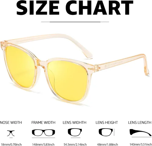 Vista 6 de Myiaur Gafas polarizadas de visión nocturna para mujer, antirreflejos, con lente amarilla, protección UV400