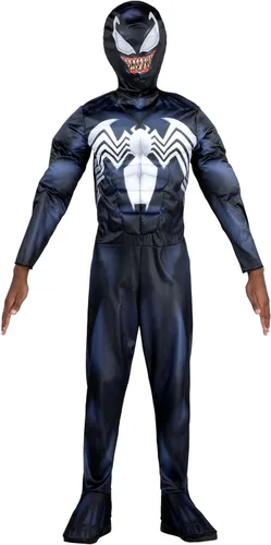 Vista 6 de Marvel Venom - Disfraz oficial de Halloween para jóvenes, overol acolchado con máscara desmontable (S) Multi