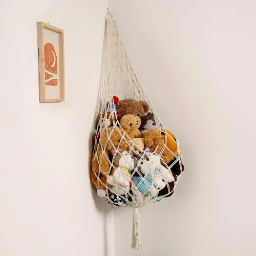 Vista 20 de Amdermi Red de Hamaca de Animales de Peluche en Esquina para Almacenamiento de Muñecos, Juego de Macramé para Exhibición de Juguetes, Soporte