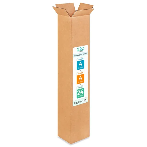 Vista 158 de IDL Packaging Paquete de 5 cajas de envío altas de 8 x 8 x 48 pulgadas, extra resistentes de 200 libras frente a caja regular, cajas de mudanza