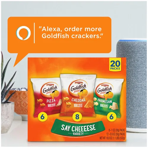 Vista 6 de Goldfish Crackers Say Cheeeese - Paquete variado con queso cheddar, pizza y parmesano, paquetes de aperitivos, 20