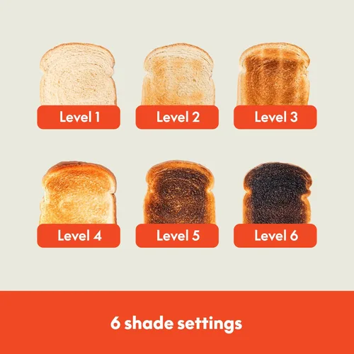Vista 7 de BELLA Tostadora de 2 rebanadas, control de 6 ajustes de tostado con recalentar, cancelar, botones de bagel y descongelar, bandeja extraíble