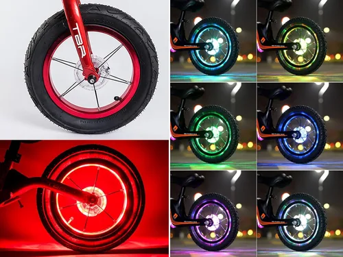 Vista 9 de Luces de rueda de bicicleta, luces de rueda de bicicleta para conducción nocturna, luz de radios de bicicleta con visibilidad de 360°, detección